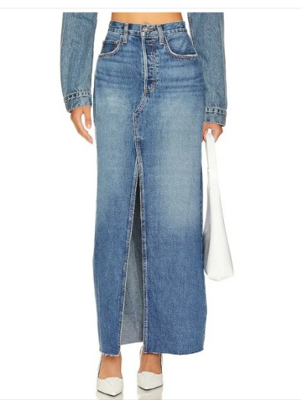 Favorite Daughter Sadie Denim Maxi skirt NWT Camden Wash A Line Front Slit